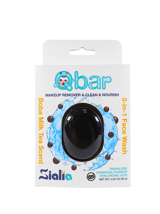 Boba Milk Tea Face Wash QBar—Hyaluronic Acid + Charcoal + Trehalose Deep Clean Bar